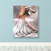 Flamenco danserende vulcano surrealistische potloo canvas afdruk (Insitu (Houten vloer))