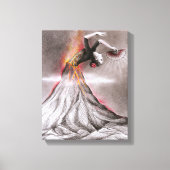 Flamenco danserende vulcano surrealistische potloo canvas afdruk (Voorkant)
