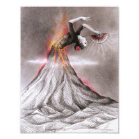 Flamenco danserende vulcano surrealistische potloo