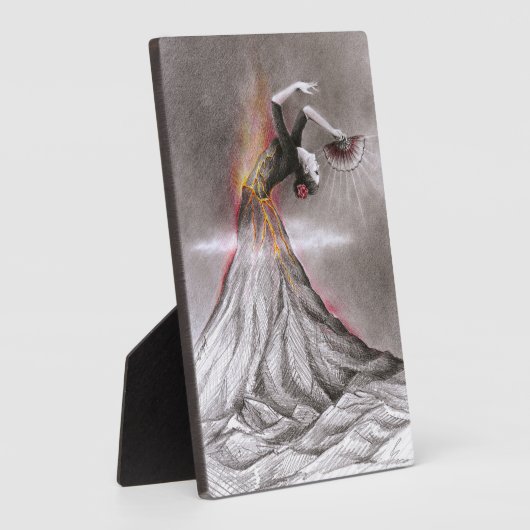 Flamenco danserende vulcano surrealistische potloo fotoplaat (Zijkant)