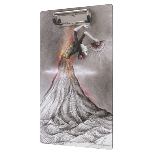 Flamenco danserende vulcano surrealistische potloo klembord (Links)