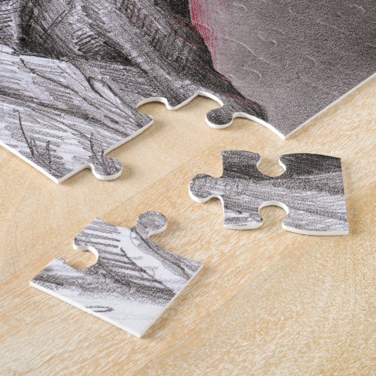 Flamenco danserende vulcano surrealistische potloo legpuzzel (Zijkant)