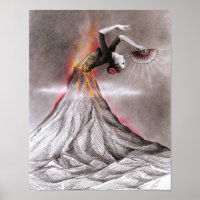 Flamenco danserende vulcano surrealistische potloo