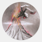 Flamenco danserende vulcano surrealistische potloo ronde sticker (Voorkant)