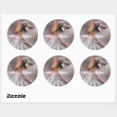 Flamenco danserende vulcano surrealistische potloo ronde sticker (Vel)