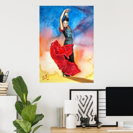 Flamenco danserschilder poster (Thuiskantoor)