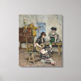 Flamenco gitarist (Vrouw Spaanse gitarist) Canvas Afdruk