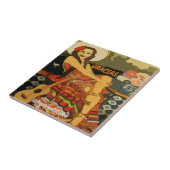 Flamenco Guitar Woman, add text,Tile Mural Tegeltje (Zijkant)