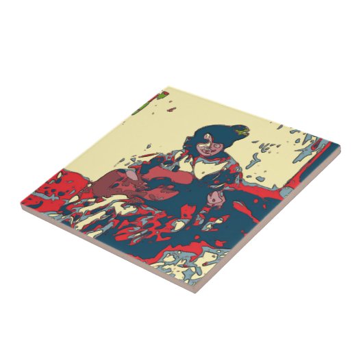 Flamenco Guitar Woman Ceramic Tile Tegeltje (Zijkant)