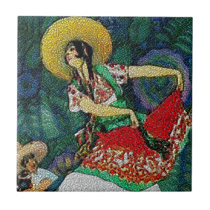 Flamenco Guitar Woman Tile Tegeltje