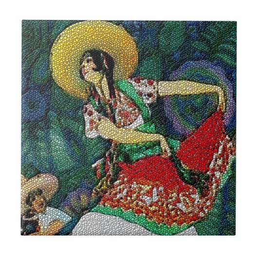 Flamenco Guitar Woman Tile Tegeltje (Voorkant)