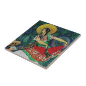 Flamenco Guitar Woman Tile Tegeltje (Zijkant)