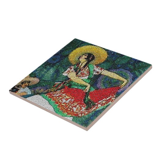 Flamenco Guitar Woman Tile Tegeltje (Zijkant)