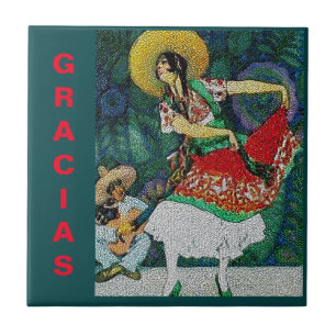 Flamenco Guitar Woman Tile Tegeltje
