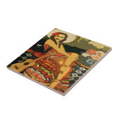 Flamenco Guitar Woman Tile Tegeltje (Zijkant)
