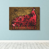Flamenco Lady Spain Dance Art red black brown Canvas Afdruk (Insitu (Houten vloer))
