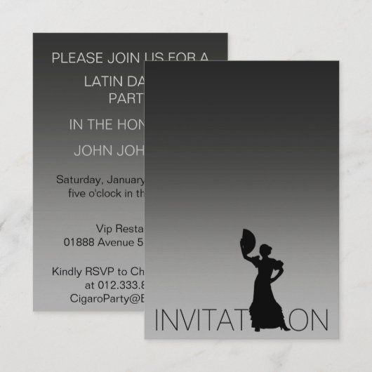 Flamenco Latijn Dance Party Gray Black Ombre Kaart (Voorkant / Achterkant)