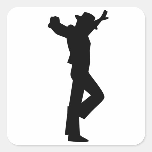 Flamenco Mannelijke danser Zwart Vierkante Sticker (Voorkant)