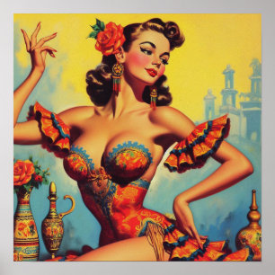 Flamenco Pin Up Poster