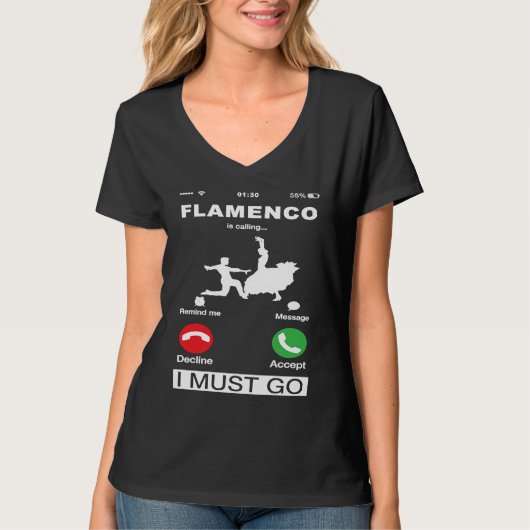 Flamenco roept en ik moet gaan Funny telefoonhoes T-shirt (Voorkant)