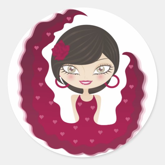 flamenco ronde sticker (Voorkant)