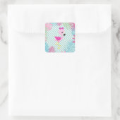 Flamenco Rosa Baby para personalizar e imprimir Vierkante Sticker (Tas)