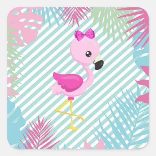 Flamenco Rosa Baby para personalizar e imprimir Vierkante Sticker (Voorkant)