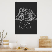Flamenco Spanish Lady With Fan Ink art Drawing Poster (Keuken)