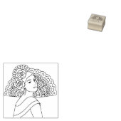 Flamenco Spanish Lady With Fan Ink art Drawing Rubberstempel (Gestempeld)