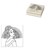 Flamenco Spanish Lady With Fan Ink art Drawing Rubberstempel (Gestempeld)