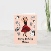 Flamenco Thema - Cute Dancer Pop Birthday of elke  Kaart (Voorkant)