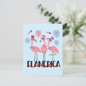 Flamerica 4 juli Flamingo Lovers Onafhankelijkheid Briefkaart (Staand voorkant)