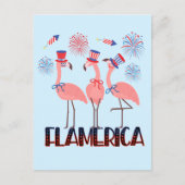 Flamerica 4 juli Flamingo Lovers Onafhankelijkheid Briefkaart (Voorkant)