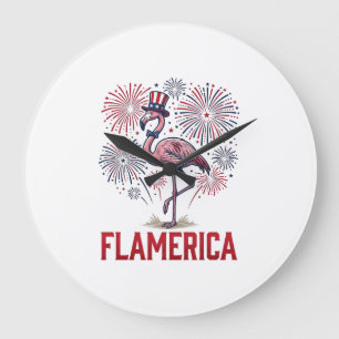 Flamerika Flamingo Patriottisch Vintage T-shirt On Grote Klok