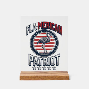 Flamerikaanse Patriott Flamingo Vintage Vector Acryl Bord