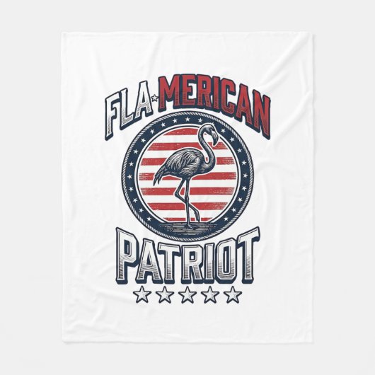 Flamerikaanse Patriott Flamingo Vintage Vector Fleece Deken (Voorkant)