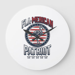 Flamerikaanse Patriott Flamingo Vintage Vector Grote Klok