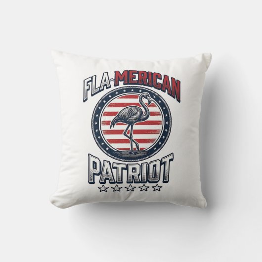 Flamerikaanse Patriott Flamingo Vintage Vector Kussen (Voorkant)