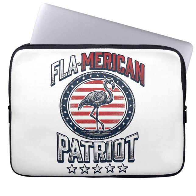 Flamerikaanse Patriott Flamingo Vintage Vector Laptop Sleeve (Voorkant)
