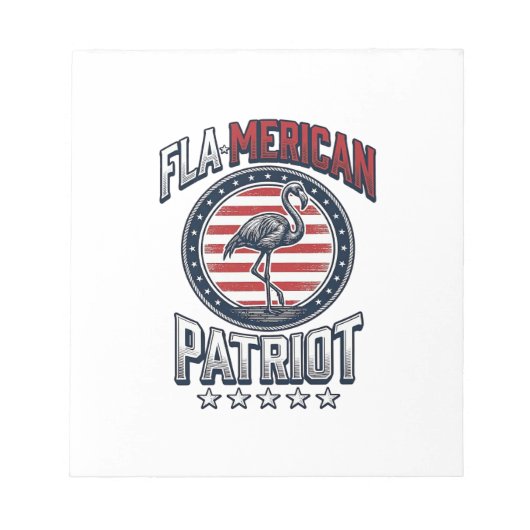 Flamerikaanse Patriott Flamingo Vintage Vector Notitieblok (Voorkant)