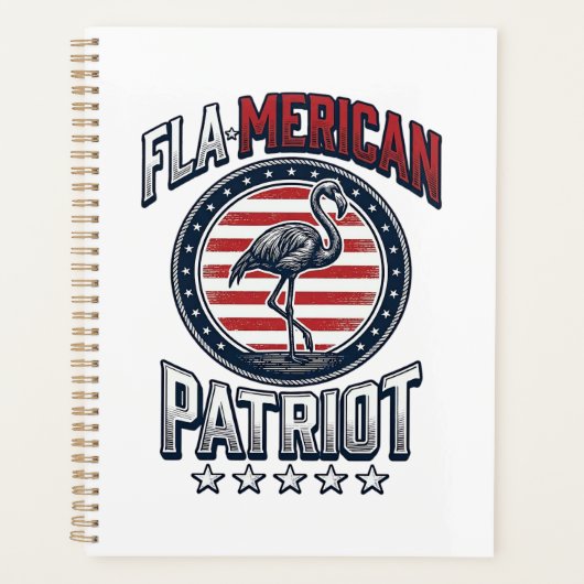 Flamerikaanse Patriott Flamingo Vintage Vector Planner (Voorkant)