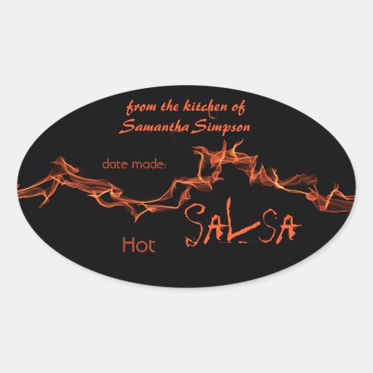 Flames aangepaste inblikken ovale sticker (Voorkant)