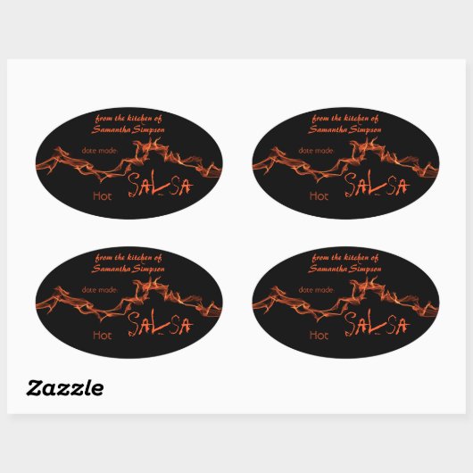 Flames aangepaste inblikken ovale sticker (Vel)