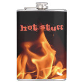 Flames branden op zwart en Oranje  Heupfles (Voorkant)