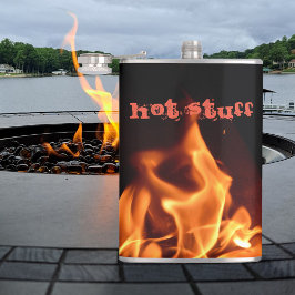 Flames branden op zwart en Oranje  Heupfles