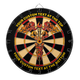 Flames Caduceus-dartboard met aangepaste tekst Dartbord