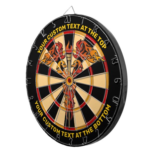 Flames Caduceus-dartboard met aangepaste tekst Dartbord (Voorkant Rechts)