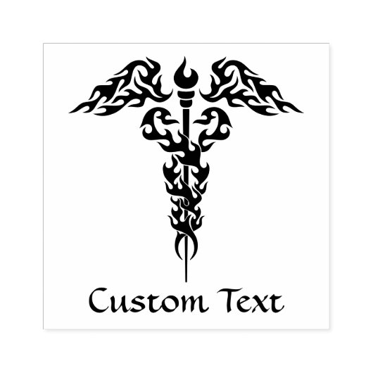 Flames Caduceus Rubberstempel (Afrduk)