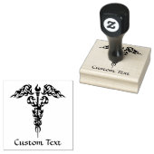 Flames Caduceus Rubberstempel (Gestempeld)