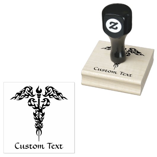 Flames Caduceus Rubberstempel (Gestempeld)